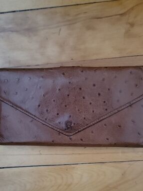 Vintage Bond Street Brown Ostrich envelope wallet.